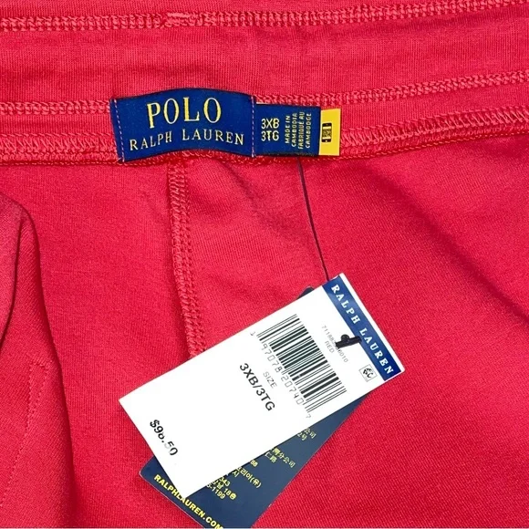 Polo Ralph Lauren 3XBig Red Cotton Polyester Big Tall Athletic Shorts Brand New